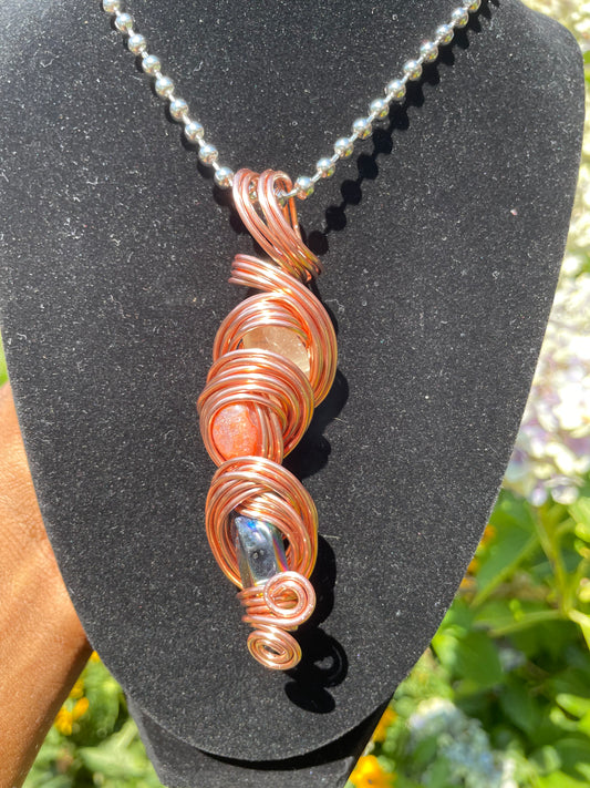 Lumerian Quartz/Agate/Titanium Aura Quartz Pendant
