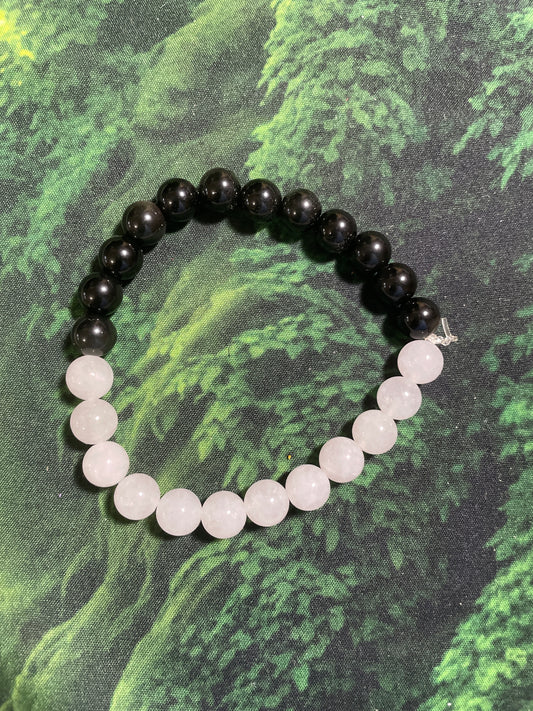 Balance Bracelet (White Jade/Black Obsidian 8mm)
