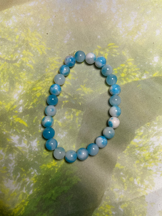 Blue-White Jade 8mm Bracelet