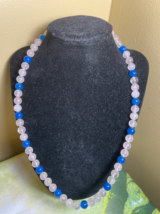 Rose Quartz8mm Blue Kyanite8mm Necklace