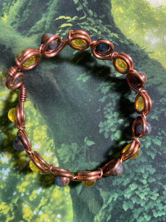 Citrine/African Turquoise Bead Bracelet
