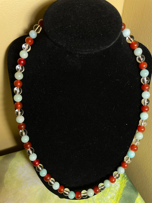 Carnelian/Quartz/Amazonite Necklace